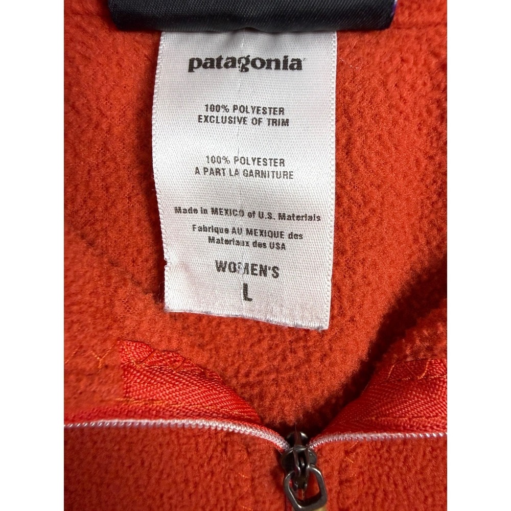 Patagonia Synchilla Fleece Pullover Womens L Orange Quarter Zip Mid Layer Jacket - Picture 8 of 9